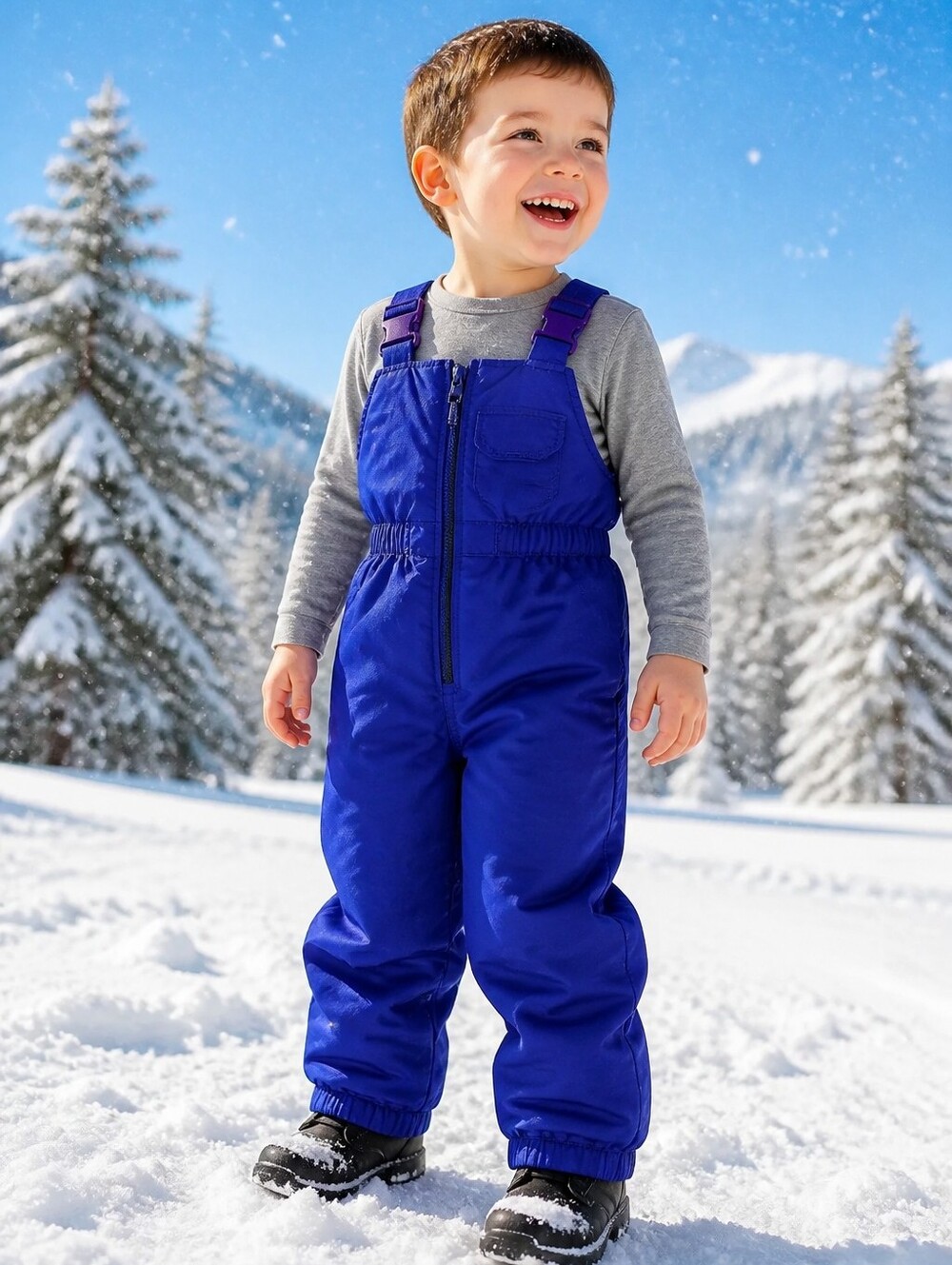 Fera Kids Snow Bib Size 4 Blue Ski Pants Winter Snowboard Overalls Unisex Child
